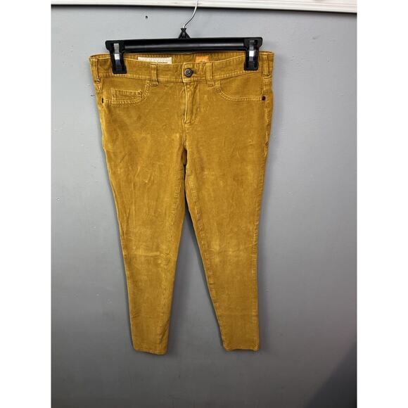 Anthropologie Pilcro Letterpress‎ Serif Skinny Corduroy Pant Womens 26 Gold - Picture 1 of 8